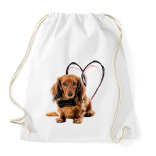 PRINTFASHION hosszú szőrű tacsi - Sportzsák, Tornazsák - Fehér tornazsák