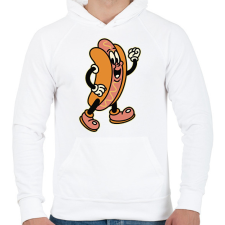 PRINTFASHION Hot dog - Férfi kapucnis pulóver - Fehér férfi pulóver, kardigán