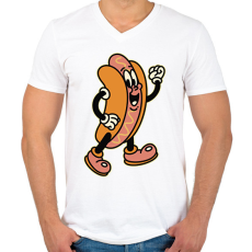 PRINTFASHION Hot dog - Férfi V-nyakú póló - Fehér