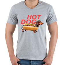 PRINTFASHION hot dog tacsi - Férfi V-nyakú póló - Sport szürke férfi póló