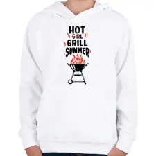 PRINTFASHION Hot grill summer - Gyerek kapucnis pulóver - Fehér gyerek pulóver, kardigán