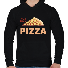 PRINTFASHION hot pizza - Férfi kapucnis pulóver - Fekete