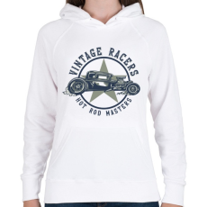 PRINTFASHION Hot rod 02 - Vintage racers - Női kapucnis pulóver - Fehér