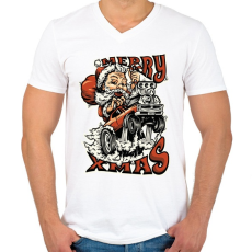 PRINTFASHION HOT ROD Mikulás - Férfi V-nyakú póló - Fehér