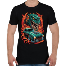 PRINTFASHION Hot Rod Retro autó sárkánnyal - Férfi póló - Fekete