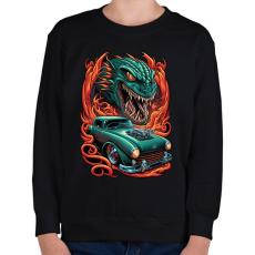 PRINTFASHION Hot Rod Retro autó sárkánnyal - Gyerek pulóver - Fekete