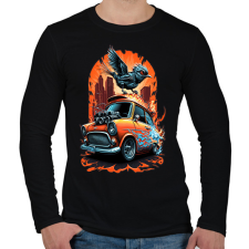 PRINTFASHION Hot Rod Retro MINI Car - Férfi hosszú ujjú póló - Fekete férfi pulóver, kardigán