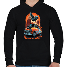 PRINTFASHION Hot Rod Retro MINI Car - Férfi kapucnis pulóver - Fekete férfi pulóver, kardigán