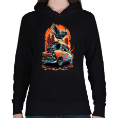 PRINTFASHION Hot Rod Retro MINI Car - Női kapucnis pulóver - Fekete