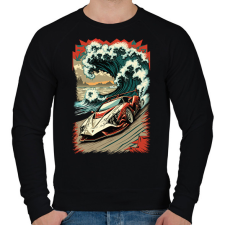 PRINTFASHION Hot Rod versenyautó hullámokkal - Férfi pulóver - Fekete férfi pulóver, kardigán