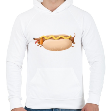 PRINTFASHION Hotdog - Férfi kapucnis pulóver - Fehér férfi pulóver, kardigán