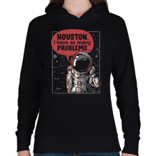 PRINTFASHION Houston, baj van - Női kapucnis pulóver - Fekete női pulóver, kardigán