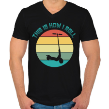 PRINTFASHION How I roll - Férfi V-nyakú póló - Fekete férfi póló