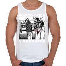 PRINTFASHION HOW TO CATCH A PREDATOR? - Férfi atléta - Fehér atléta, trikó