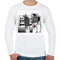 PRINTFASHION HOW TO CATCH A PREDATOR? - Férfi hosszú ujjú póló - Fehér