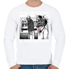 PRINTFASHION HOW TO CATCH A PREDATOR? - Férfi pulóver - Fehér férfi pulóver, kardigán