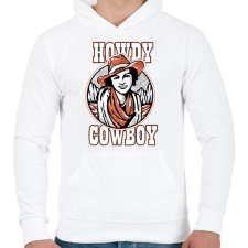 PRINTFASHION Howdy cowboy - Férfi kapucnis pulóver - Fehér férfi pulóver, kardigán