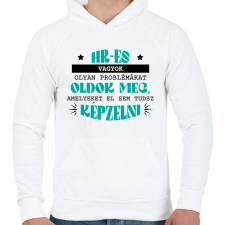 PRINTFASHION HR-es problémák - Férfi kapucnis pulóver - Fehér férfi pulóver, kardigán