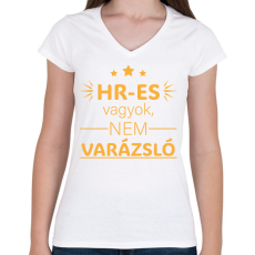 PRINTFASHION HR-es vagyok - Női V-nyakú póló - Fehér