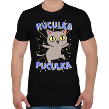 PRINTFASHION Huculka Puculka macska - Férfi póló - Fekete férfi póló