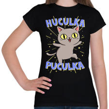 PRINTFASHION Huculka Puculka macska - Női póló - Fekete női póló