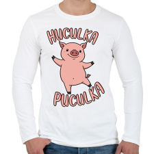 PRINTFASHION Huculka Puculka malac - Férfi hosszú ujjú póló - Fehér férfi póló