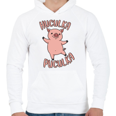 PRINTFASHION Huculka Puculka malac - Férfi kapucnis pulóver - Fehér