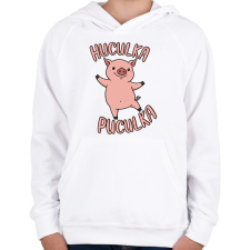 PRINTFASHION Huculka Puculka malac - Gyerek kapucnis pulóver - Fehér gyerek pulóver, kardigán