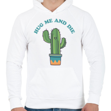 PRINTFASHION Hug me and die - Férfi kapucnis pulóver - Fehér férfi pulóver, kardigán
