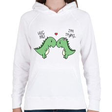 PRINTFASHION Hug me! - Női kapucnis pulóver - Fehér