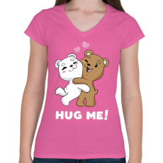 PRINTFASHION Hug me! - Női V-nyakú póló - Rózsaszín