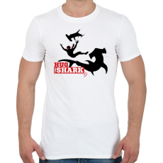 PRINTFASHION Hug The Shark- öleld meg a cápát - Férfi póló - Fehér