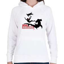 PRINTFASHION Hug The Shark- öleld meg a cápát - Női kapucnis pulóver - Fehér női pulóver, kardigán