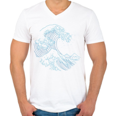 PRINTFASHION Hullám - Férfi V-nyakú póló - Fehér