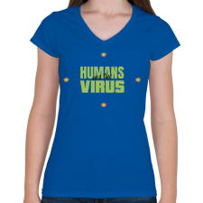 PRINTFASHION humanvirus - Női V-nyakú póló - Királykék női póló