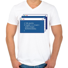 PRINTFASHION Humoros kódolás - Férfi V-nyakú póló - Fehér