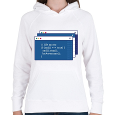 PRINTFASHION Humoros kódolás - Női kapucnis pulóver - Fehér