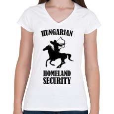 PRINTFASHION Hungarian homeland security - Női V-nyakú póló - Fehér