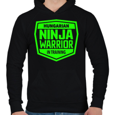 PRINTFASHION Hungarian Ninja Warrior - Férfi kapucnis pulóver - Fekete férfi pulóver, kardigán