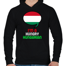 PRINTFASHION HUNGRY - Férfi kapucnis pulóver - Fekete férfi pulóver, kardigán