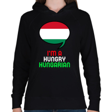 PRINTFASHION Hungry hungarian - Női kapucnis pulóver - Fekete női pulóver, kardigán