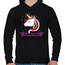 PRINTFASHION Hunikornis - Férfi kapucnis pulóver - Fekete