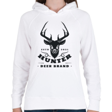 PRINTFASHION Hunter DB. - Női kapucnis pulóver - Fehér női pulóver, kardigán