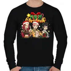 PRINTFASHION Huntrix Karácsony - Férfi pulóver - Fekete