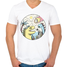 PRINTFASHION Hurrá! Aszteroida! - Férfi V-nyakú póló - Fehér