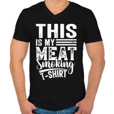 PRINTFASHION Hús füstölős póló - Férfi V-nyakú póló - Fekete férfi póló