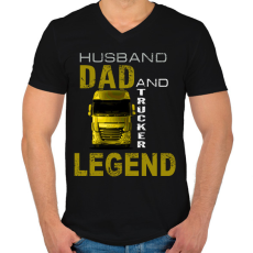 PRINTFASHION HUSBAND AND DAD 2 KAMIONOS - Férfi V-nyakú póló - Fekete