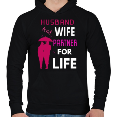 PRINTFASHION HUSBAND AND WIFE-LIFE - Férfi kapucnis pulóver - Fekete