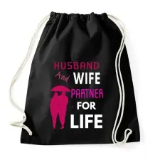 PRINTFASHION HUSBAND AND WIFE-LIFE - Sportzsák, Tornazsák - Fekete tornazsák