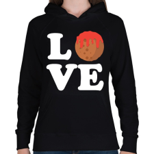 PRINTFASHION Húsgolyó love - Női kapucnis pulóver - Fekete női pulóver, kardigán